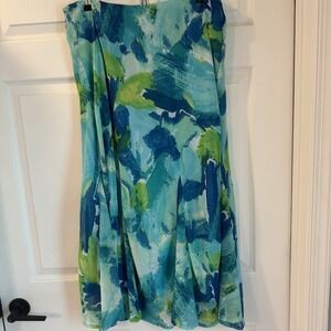 Cato Maxi Skirt Woman Plus Size 14/16 W Blue Green Stretch Pull on Elastic Long